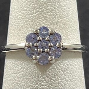 Tanzanite Cluster Sterling Silver Ring